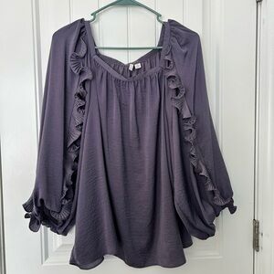 Cato Ruffled Sleeve Purple Blouse